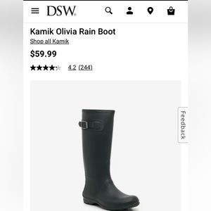 Kamik Olivia rain boot black size 7